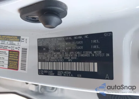 2022 Toyota Highlander Platinum z USA, uszkodzony, nr VIN 5TDFZRBH5NS182063